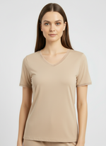 Charger l’image dans la visionneuse de la galerie, T-shirt manches courtes col V avec dentelle