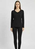 Charger l’image dans la visionneuse de la galerie, Ensemble T-shirt ML col V avec dentelle + Legging avec dentelle