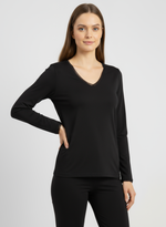 Charger l’image dans la visionneuse de la galerie, T-shirt manches longues col V avec dentelle