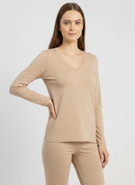 Charger l’image dans la visionneuse de la galerie, T-shirt manches longues col V avec dentelle