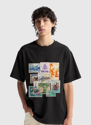 T-Shirt Oversize – Modèle “Timbres du Monde”