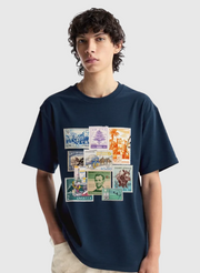 T-Shirt Oversize – Modèle “Timbres du Monde”