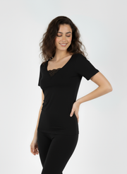 T-shirt manches courtes avec incrustation devant