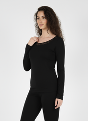 T-shirt Manches Longues Avec Dentelle