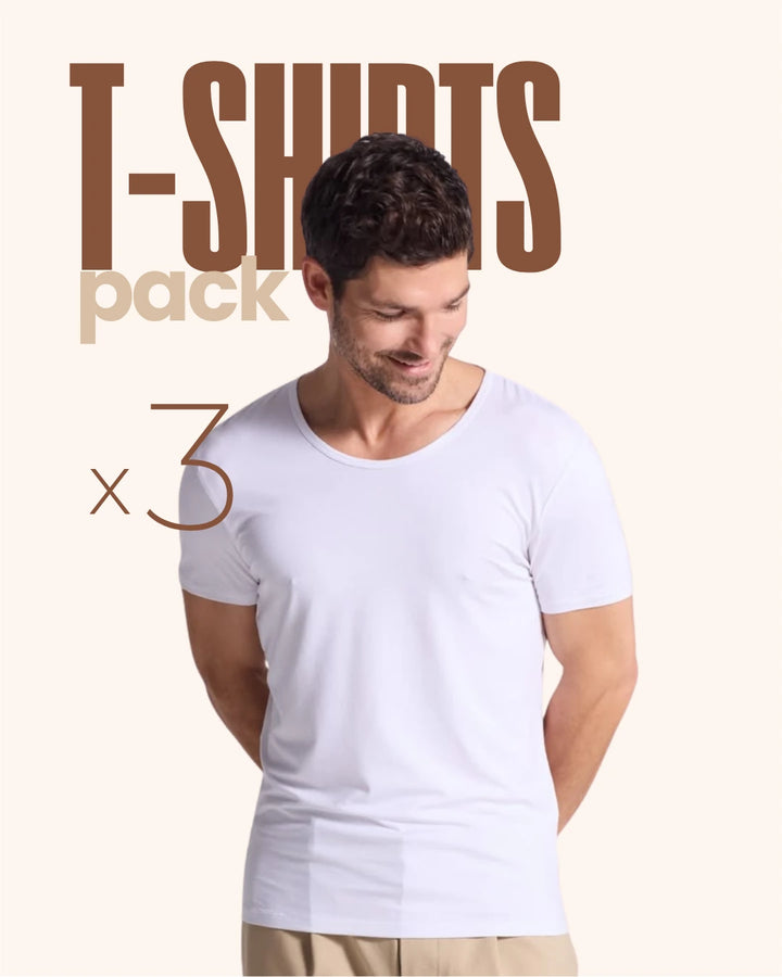 Pack 3 t-shirt mc col rond