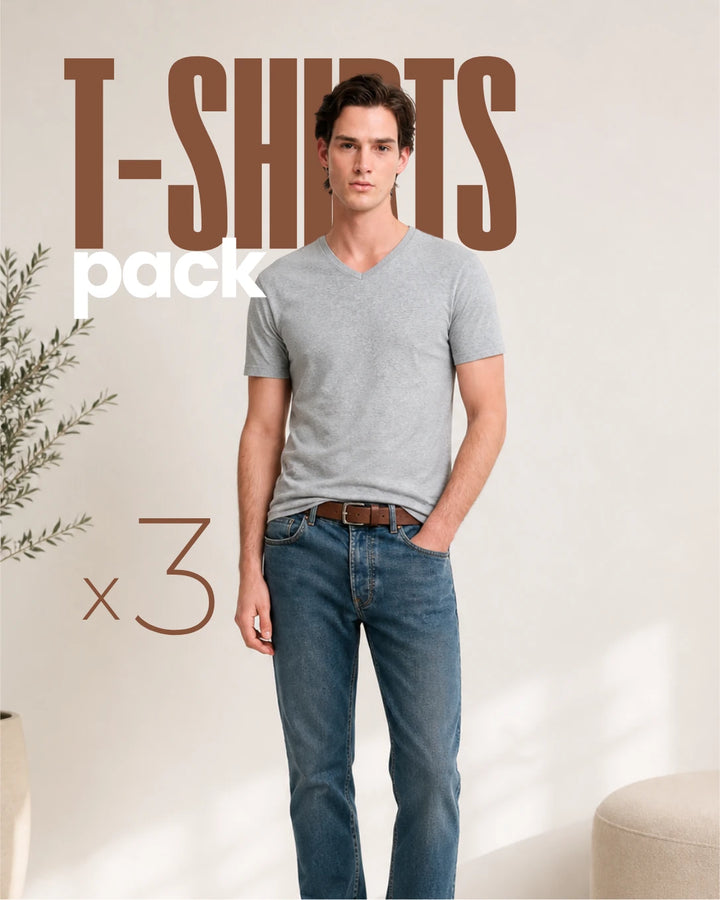 Pack 3 t-shirt mc col v