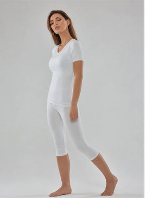 T-shirt manches courtes col v avec dentelle
