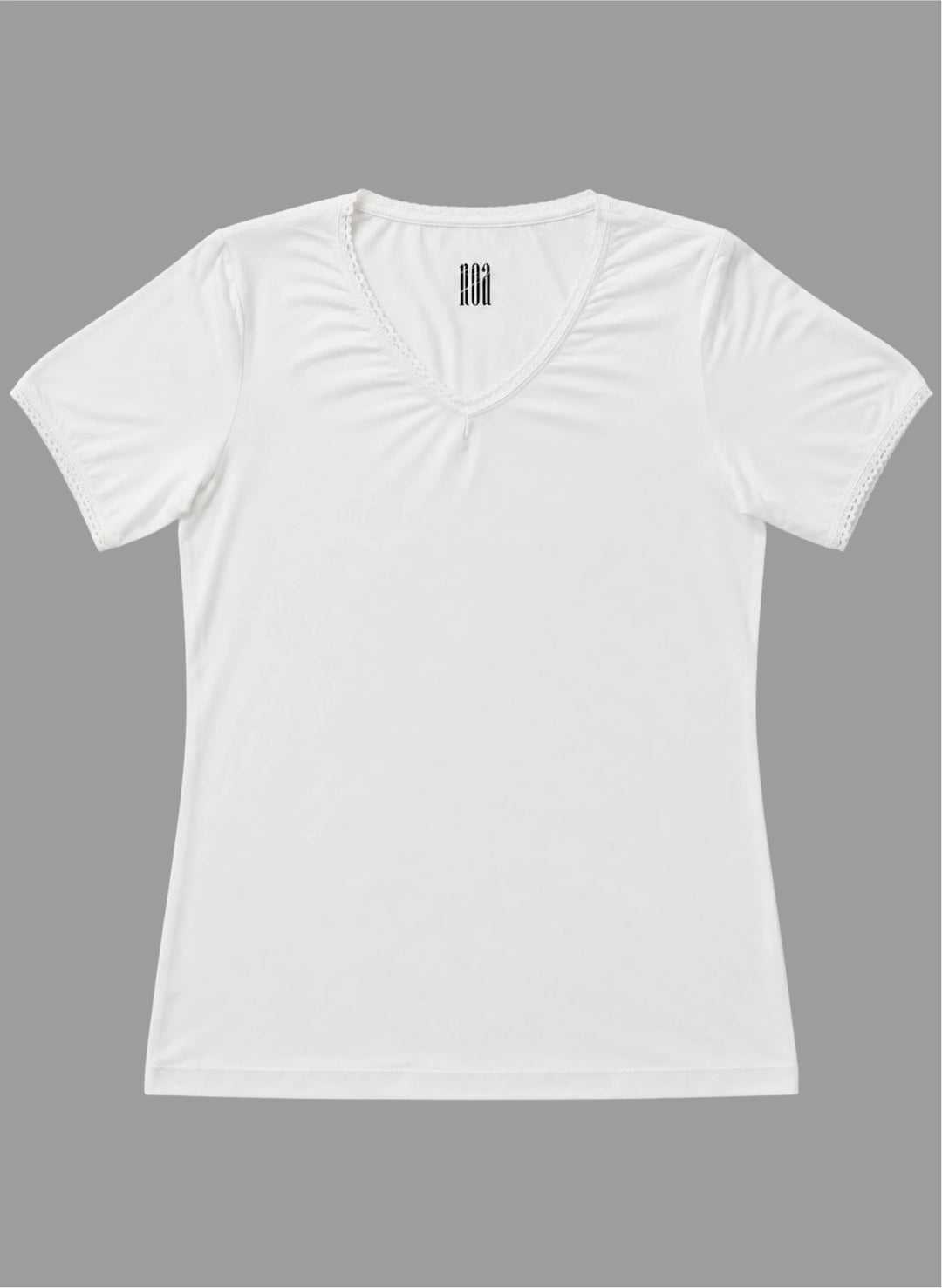 T-shirt manches courtes col v avec dentelle