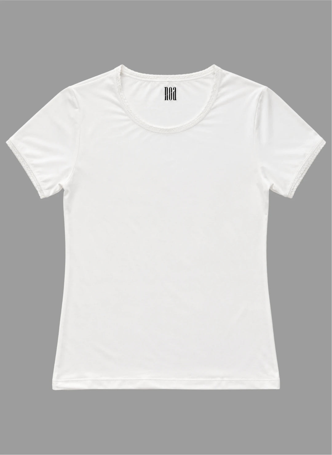 T-shirt manches courtes col rond avec dentelle