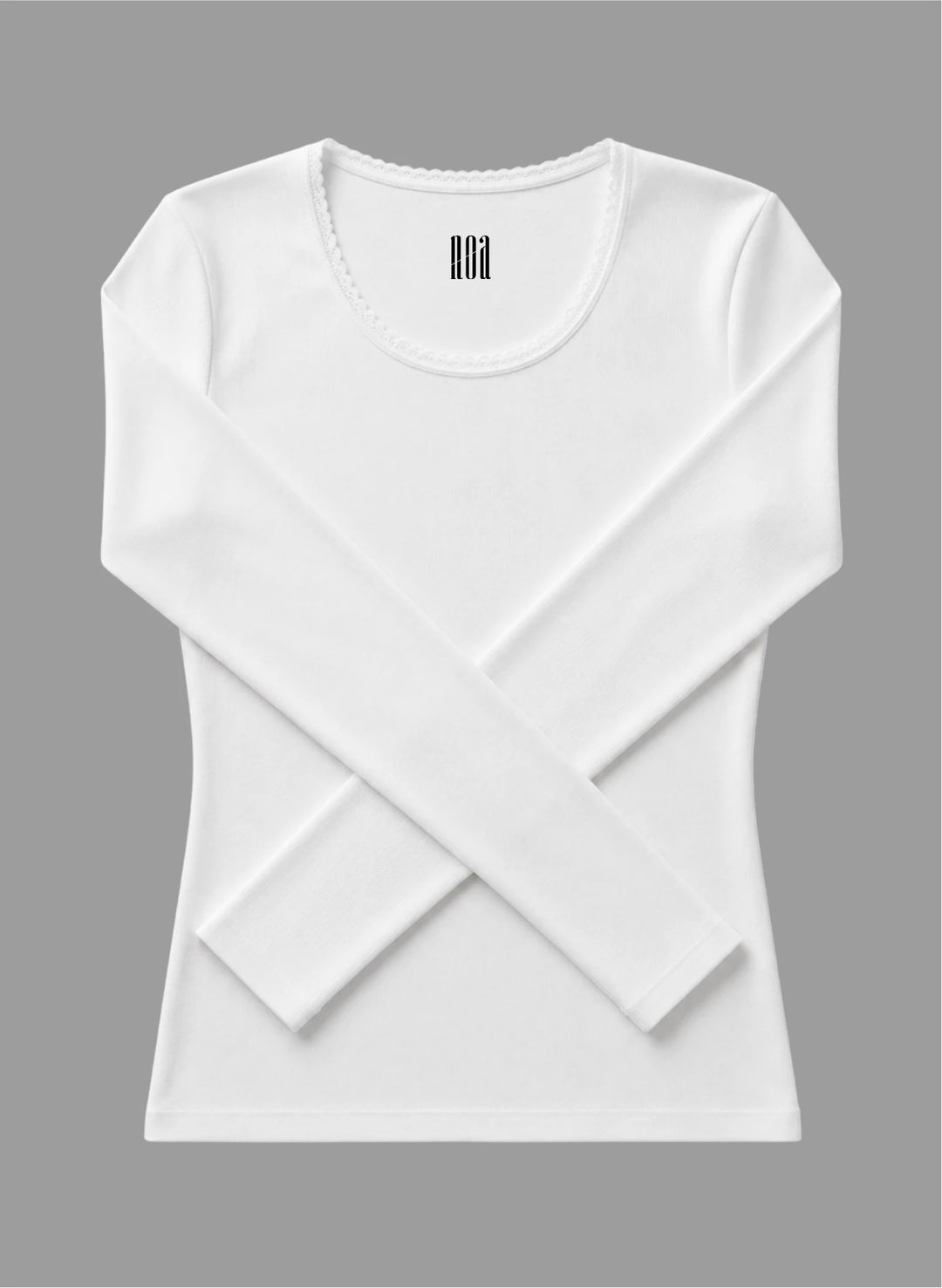 T-shirt manches longues col rond avec dentelle