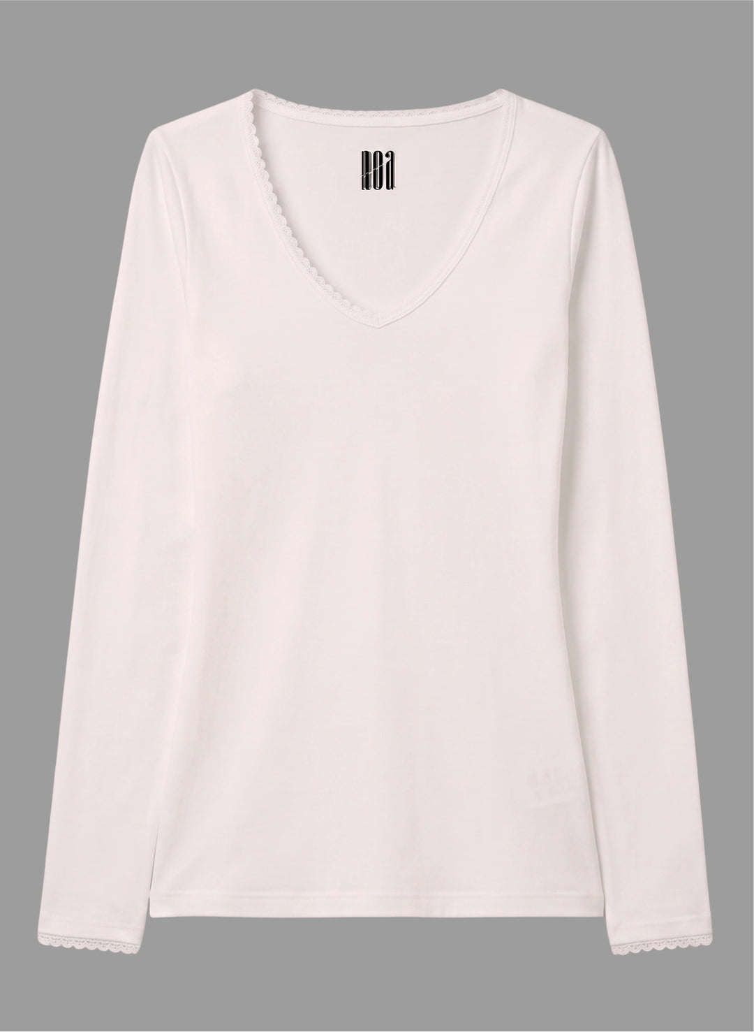 T-shirt manches longues col v avec dentelle