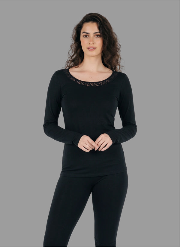 T-shirt manches longues avec dentelle