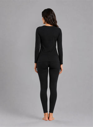 Ensemble t-shirt ml col v avec dentelle et legging avec dentelle