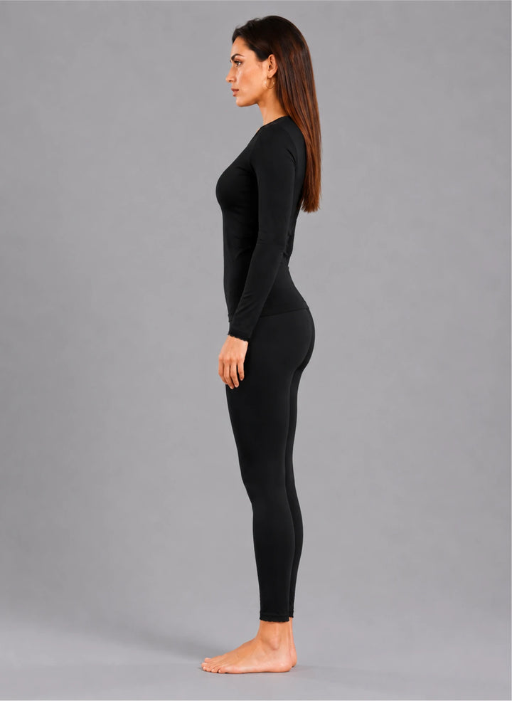 Ensemble t-shirt ml col rond avec dentelle et legging avec dentelle
