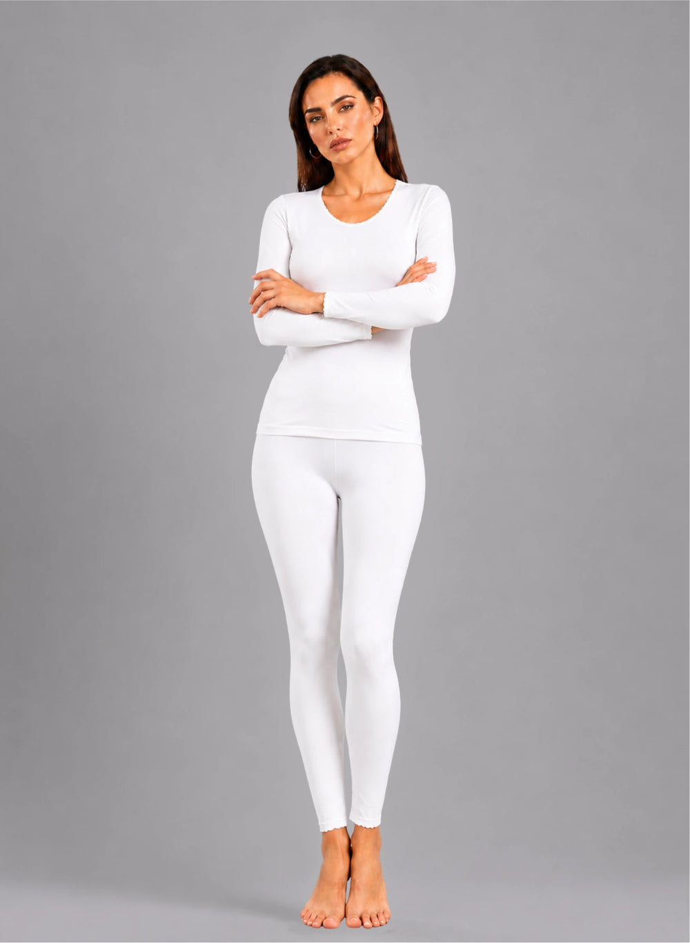 Ensemble t-shirt ml col rond avec dentelle et legging avec dentelle