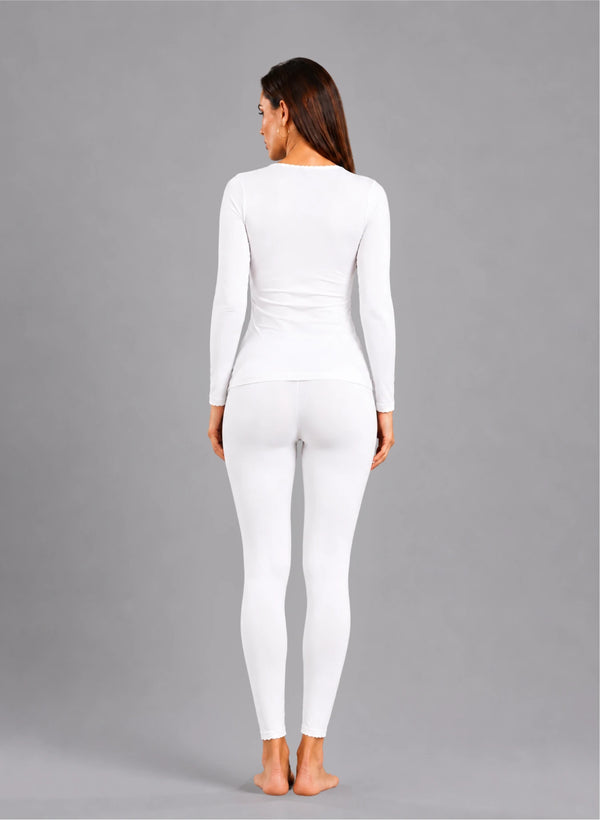 Ensemble t-shirt ml col rond avec dentelle et legging avec dentelle
