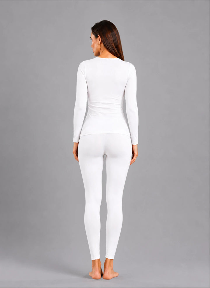 Ensemble t-shirt ml col rond avec dentelle et legging avec dentelle