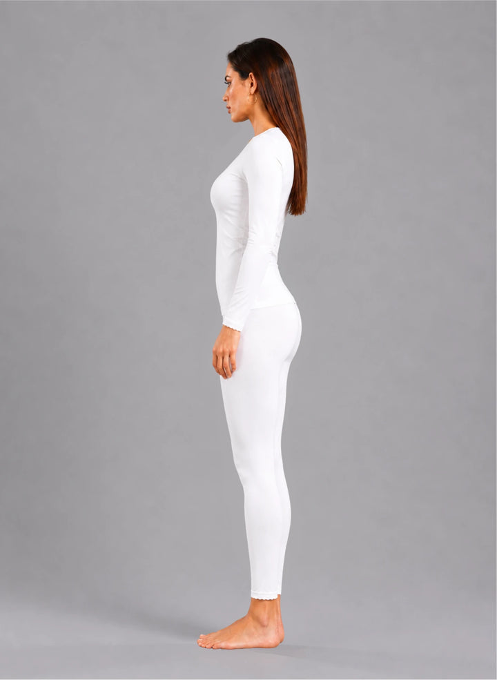 Ensemble t-shirt ml col rond avec dentelle et legging avec dentelle