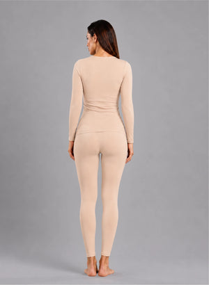 Ensemble t-shirt ml col rond avec dentelle et legging avec dentelle