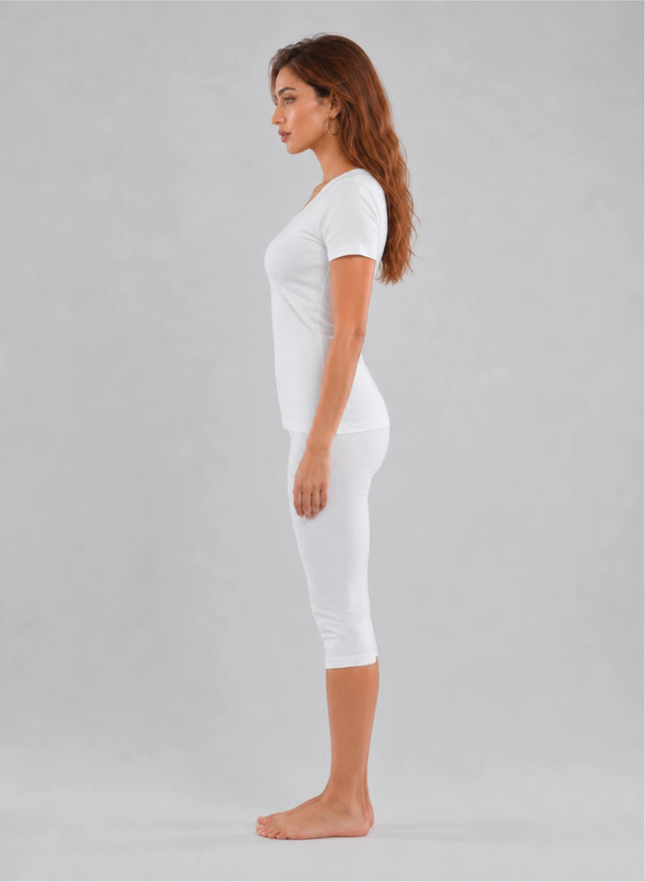 Ensemble T-shirt manches courtes col v et corsaire