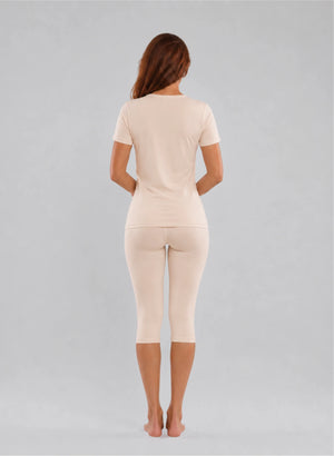 Ensemble T-shirt manches courtes col v et corsaire
