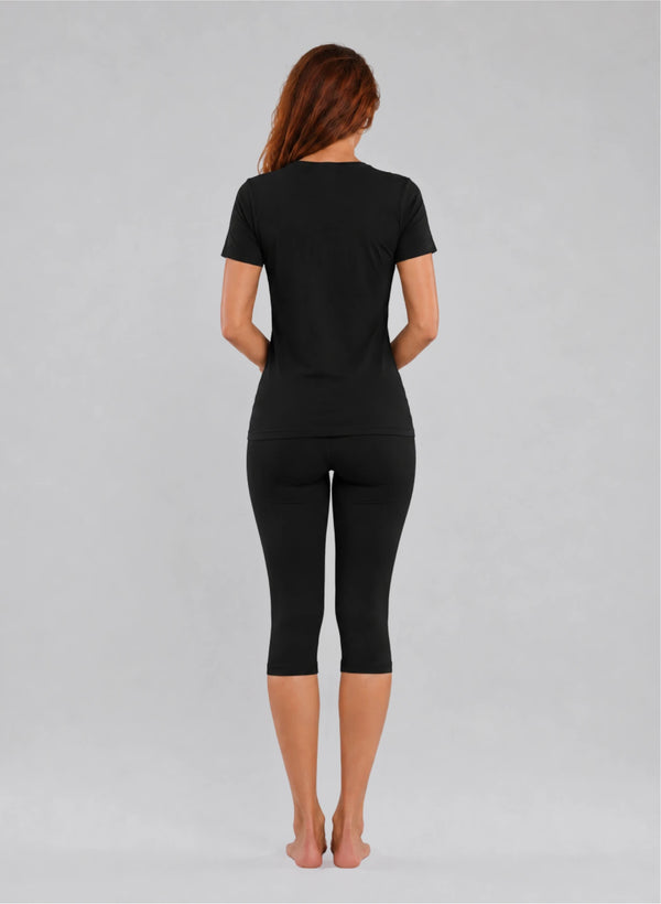 Ensemble T-shirt manches courtes col v et corsaire