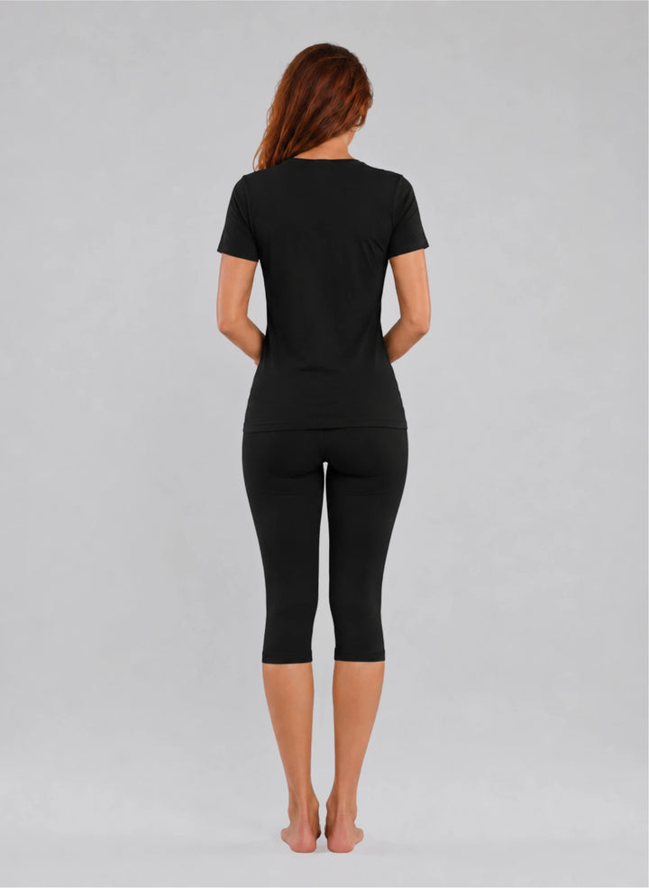 Ensemble T-shirt manches courtes col v et corsaire