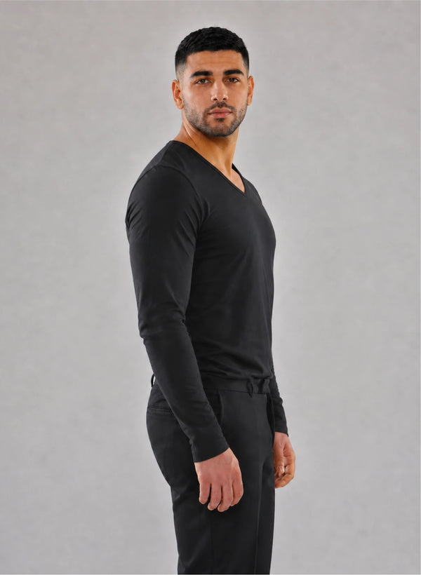 T-shirt manches longues col v