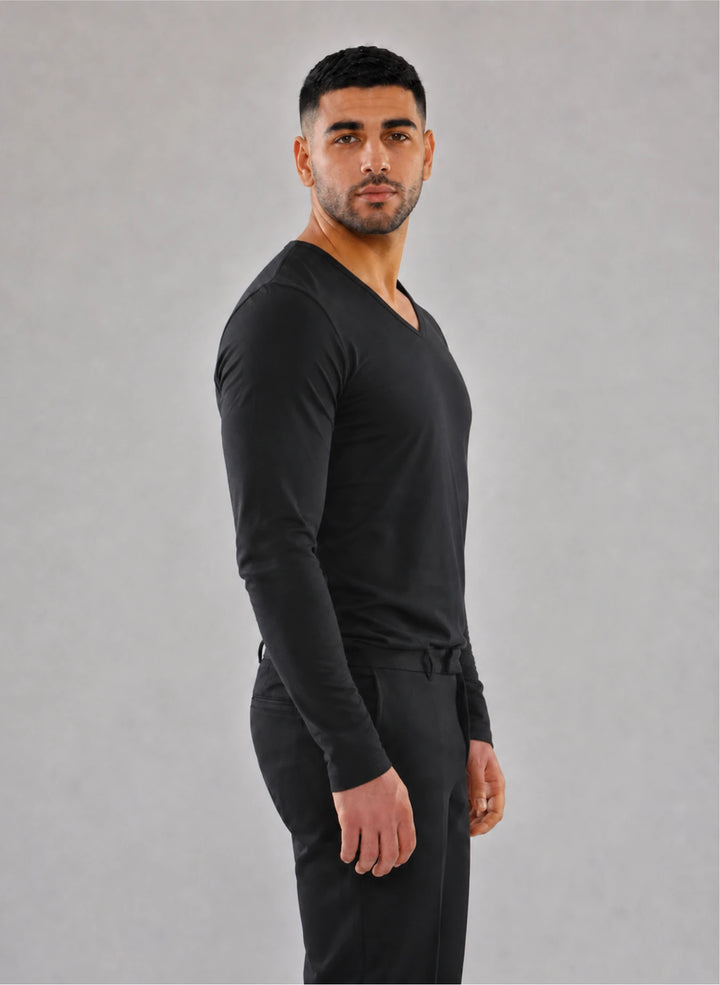 T-shirt manches longues col v