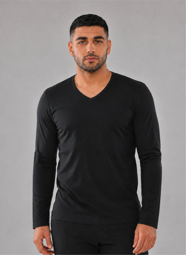 T-shirt manches longues col v