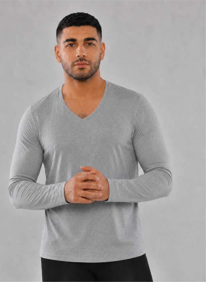 T-shirt manches longues col v