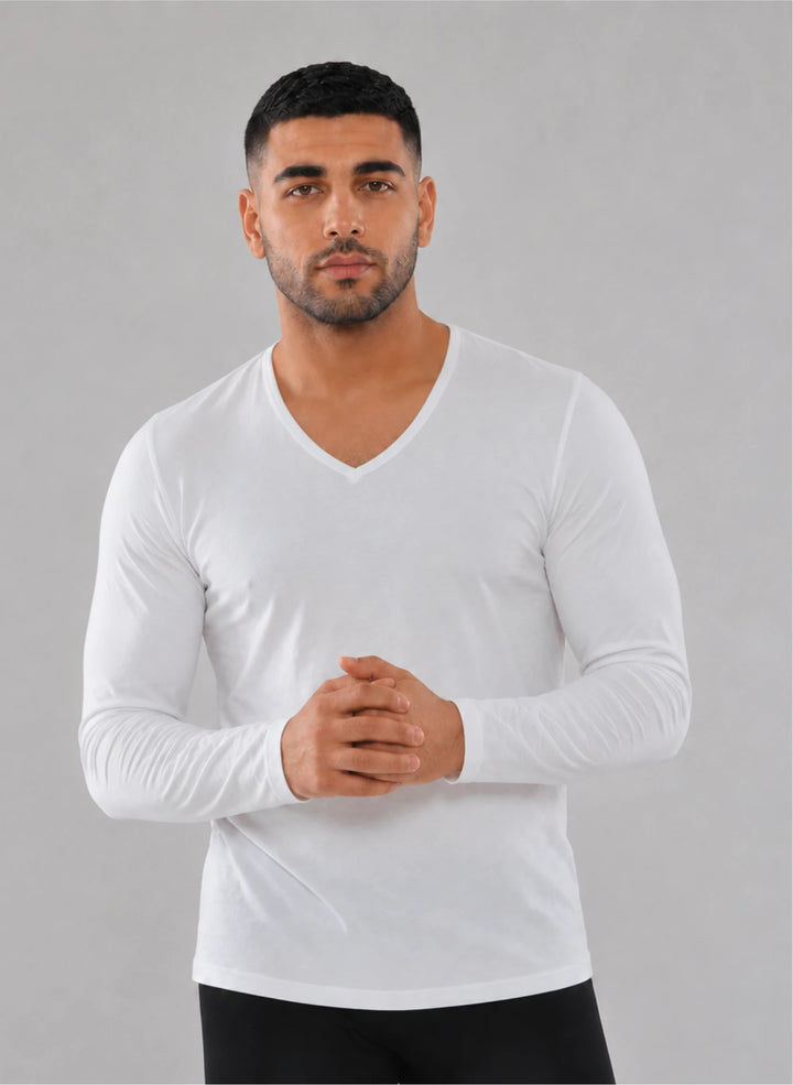 T-shirt manches longues col v