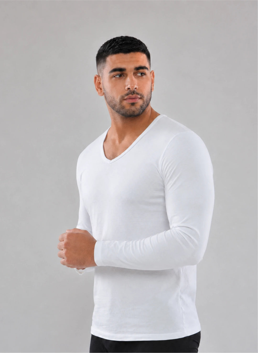 T-shirt manches longues col v