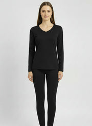 Ensemble T-shirt ML col V avec dentelle + Legging avec dentelle