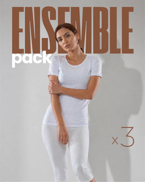 Pack 3 ensembles : T-shirts mc col rond et corsaires