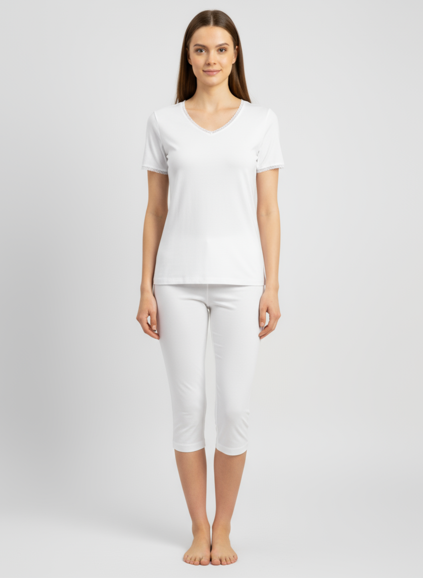 Ensemble T-shirt MC Col V Dentelle & Corsaire Basique