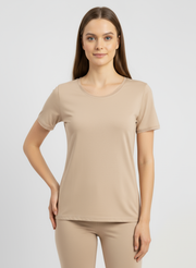 T-shirt manches courtes col rond avec dentelle