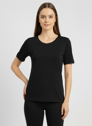 T-shirt manches courtes col rond avec dentelle