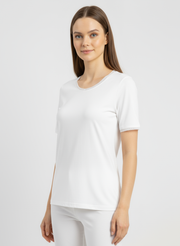 T-shirt manches courtes col rond avec dentelle