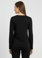 T-shirt manches longues col rond avec dentelle