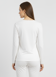 T-shirt manches longues col rond avec dentelle