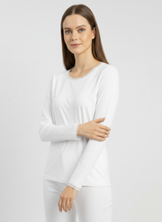 T-shirt manches longues col rond avec dentelle