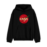 Charger l’image dans la visionneuse de la galerie, Sweat à Capuche Noir – Logo ‘CASA’ Inspiration Spatiale
