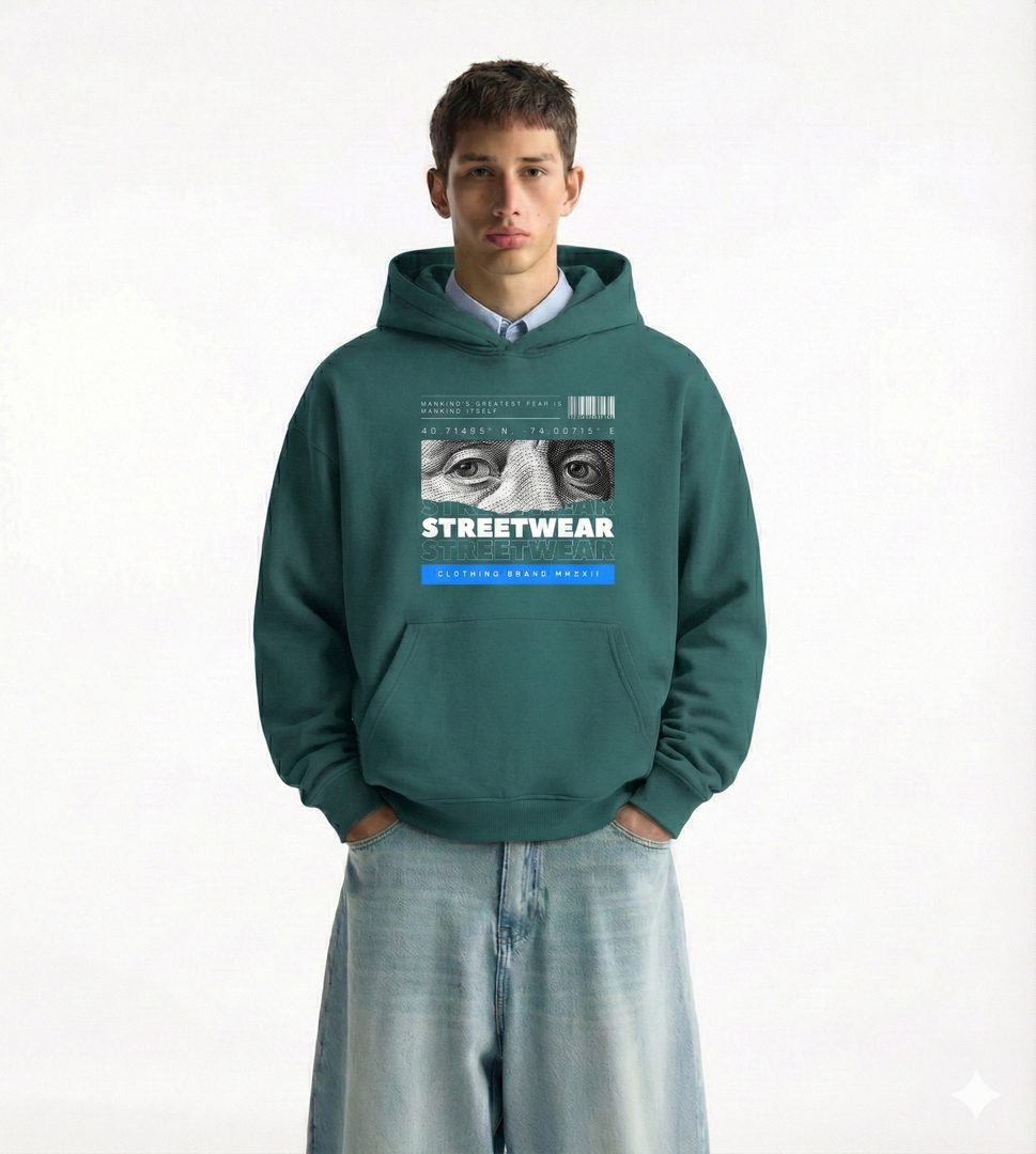 Hoodie "STREETWEAR " - Vert Dollar Graphic