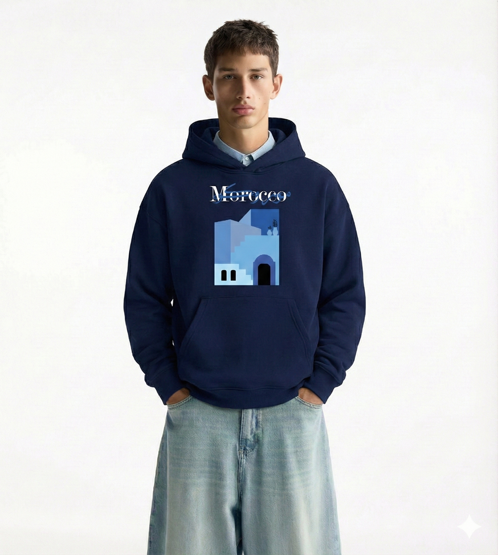 Sweat à Capuche Bleu Marine "MOROCCO"