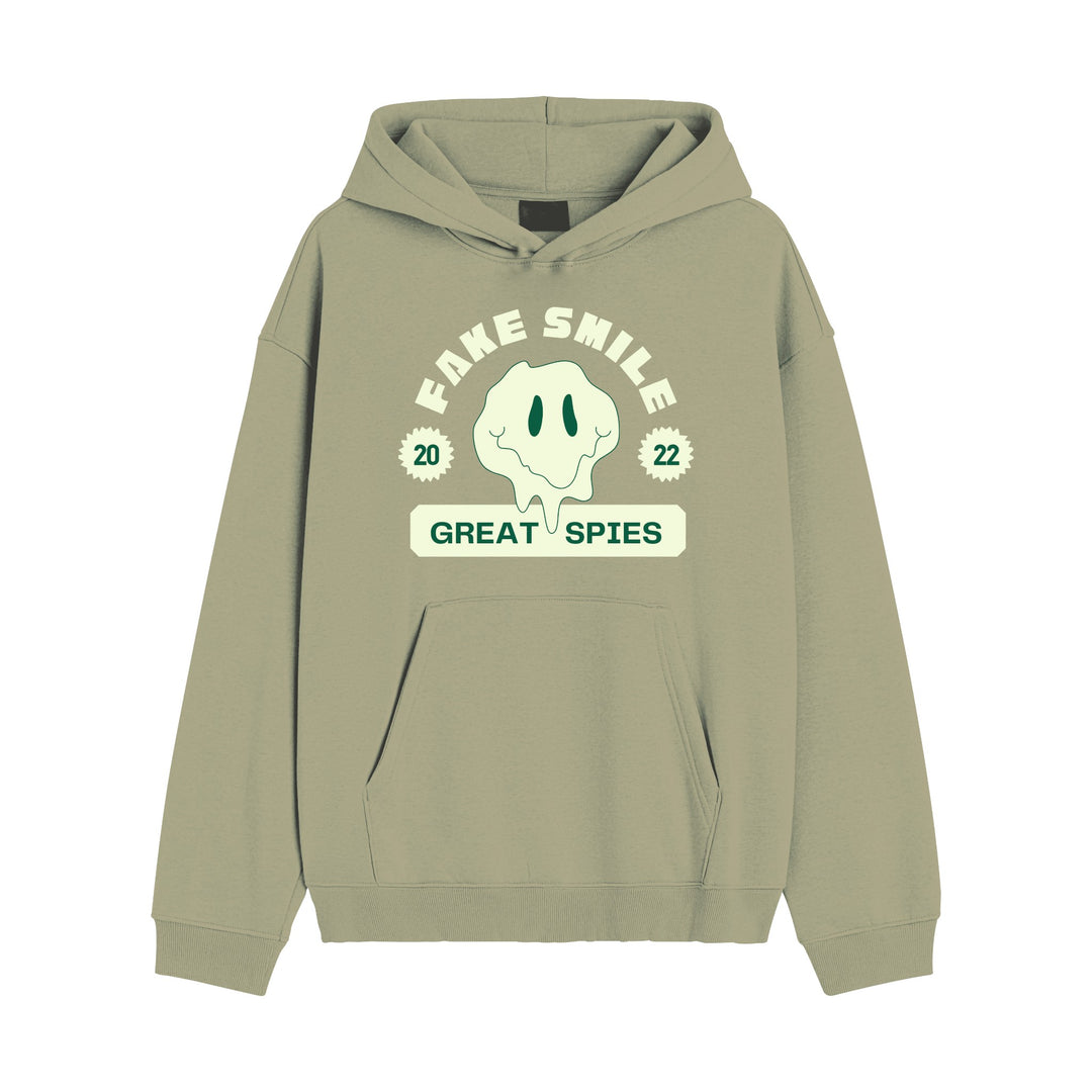 Hoodie "Fake Smile" - Vert Sauge