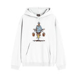 Charger l’image dans la visionneuse de la galerie, Sweat à Capuche Blanc Motif Motard Vintage
