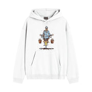 Sweat à Capuche Blanc Motif Motard Vintage