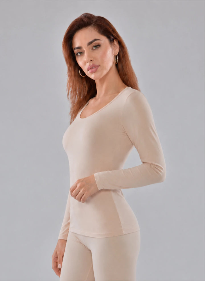 T-shirt manches longues col rond décolleté