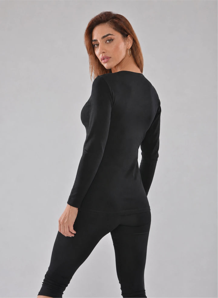 T-shirt manches longues col rond décolleté